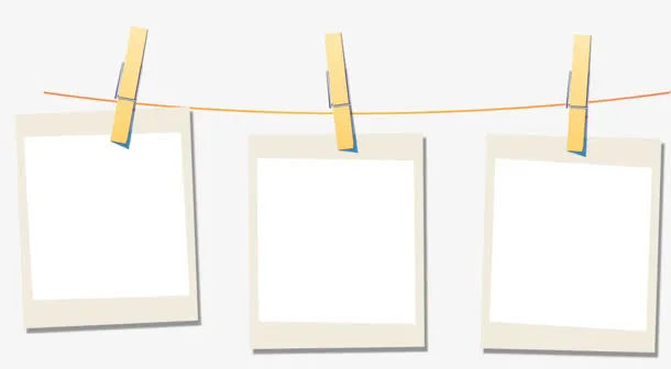 晾晒的白色照片卡通免抠