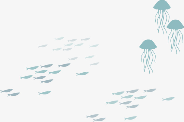 海洋生物一群蓝色小鱼免抠