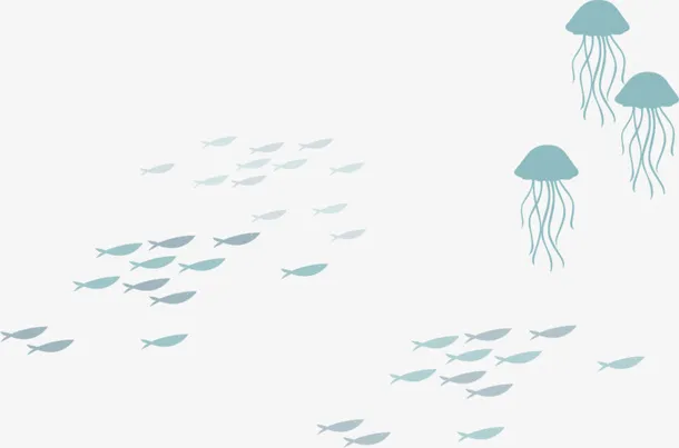 海洋生物一群蓝色小鱼免抠