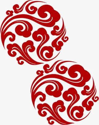 红色圆形祥云纹饰中秋免抠