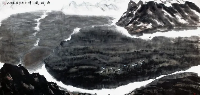 西域风情水墨画免抠