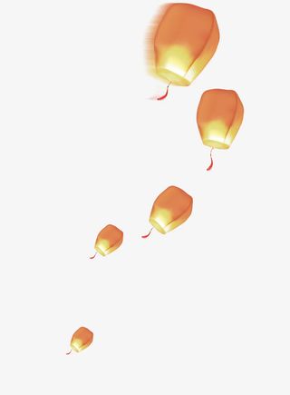 简约中国风漂浮灯笼免抠手绘/卡通卡通元素