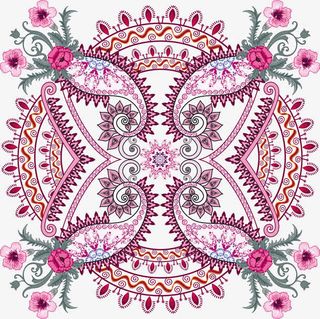 紫色中国风花纹免抠