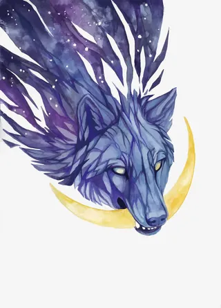 矢量狼吃月免抠