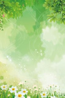 绿色手绘春季上新花卉春天背景高清