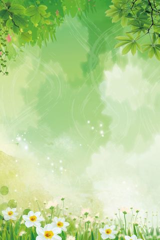 绿色手绘春季上新花卉春天背景高清