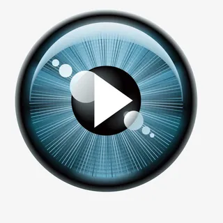 蓝色质感深邃眼神按钮免抠