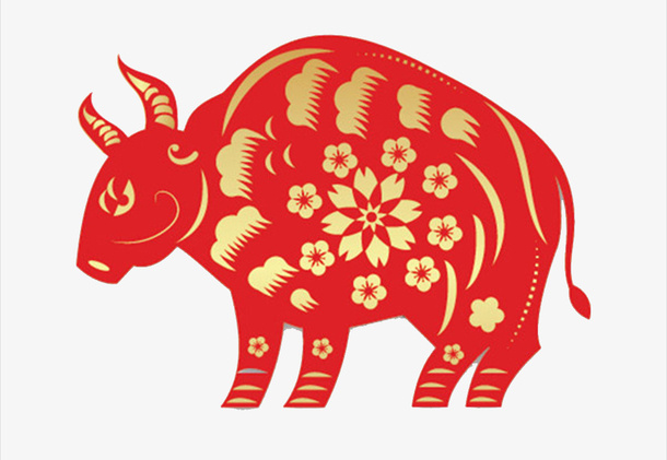 一个红色的牛免抠