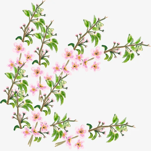 精美中国风手绘桃花素材免抠