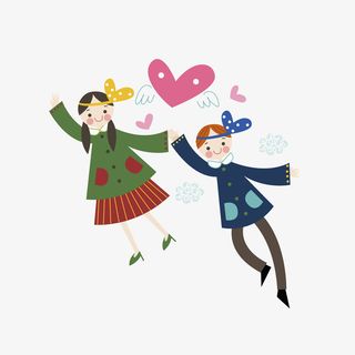 手绘飞起来的人免抠