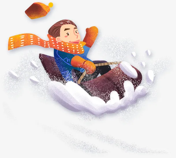 卡通，人物，滑雪，白色免抠