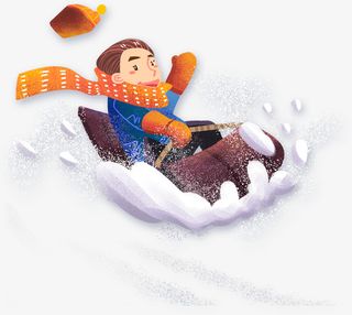 卡通，人物，滑雪，白色免抠