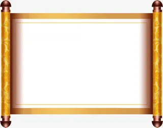 黄色花纹画卷装饰免抠