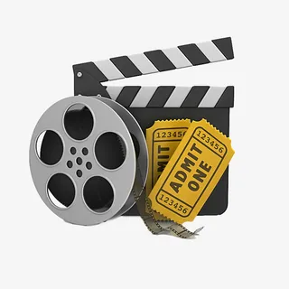 卡通场记牌胶卷和电影票免抠