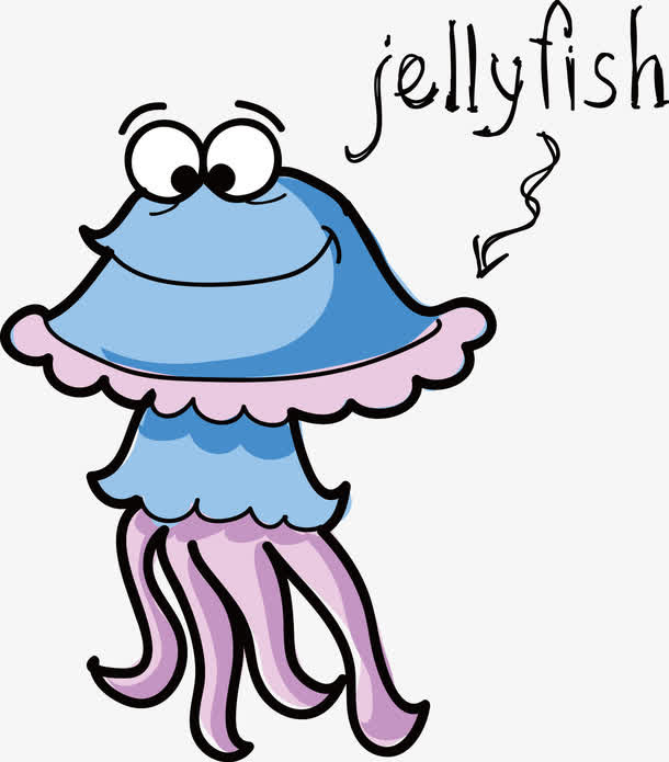 手绘卡通水母海蜇矢量图片免抠