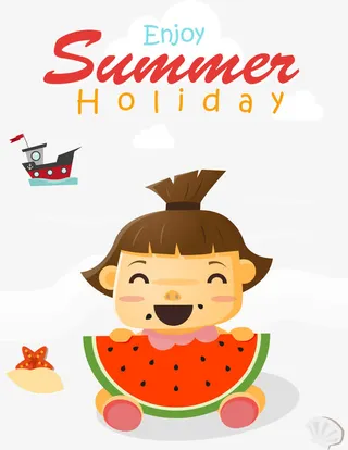 快乐儿童暑假素材免抠