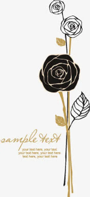 玫瑰花素描贺卡底纹免抠