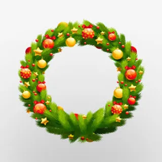 绿色简约清新花圈免抠