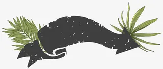 手绘黑色树叶装饰箭头免抠