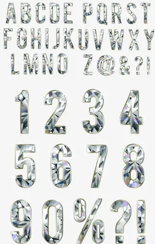 钻石字母数字符号矢量素材免抠字体元素