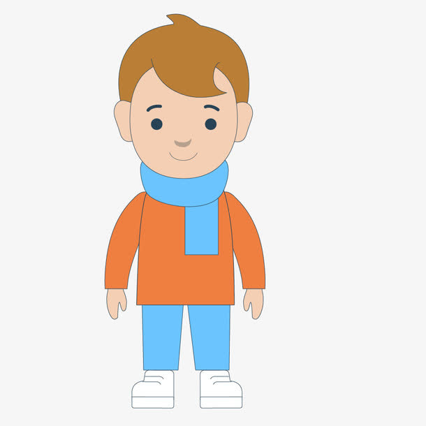 戴蓝色围脖的卡通男生免抠