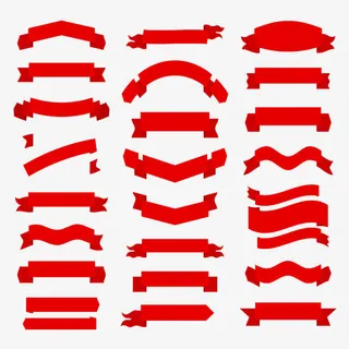 25款红色丝带设计矢量素材免抠