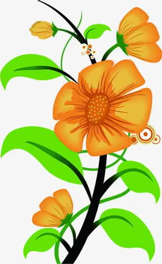 春天黄色手绘花朵装饰免抠