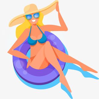 躺在游泳圈上的女人免抠