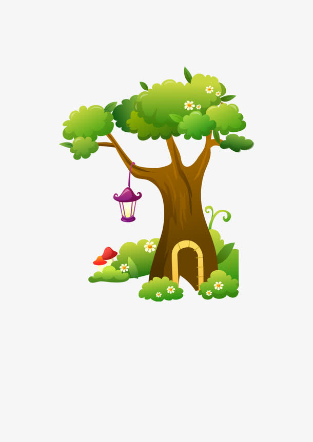 卡通树林树枝免抠