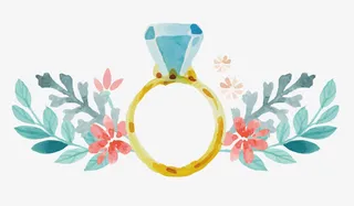 手绘鲜花钻石戒指免抠