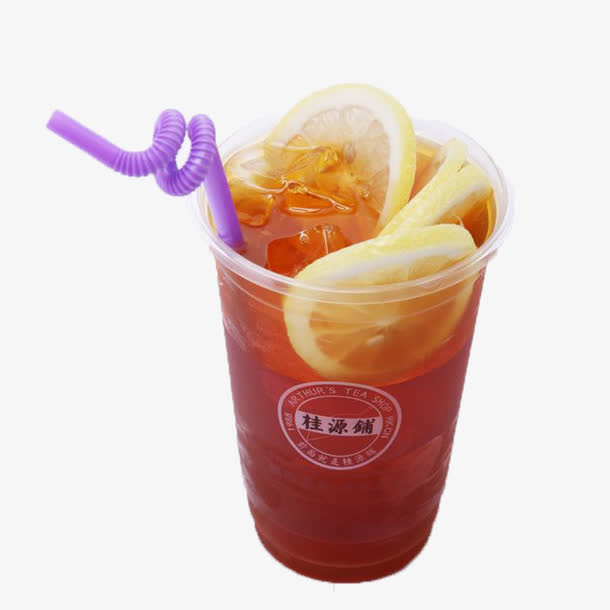 塑料杯大杯冻柠茶冰块免抠