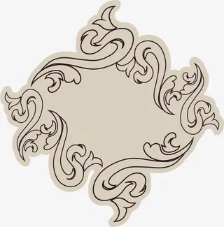 黑线花纹边框免抠