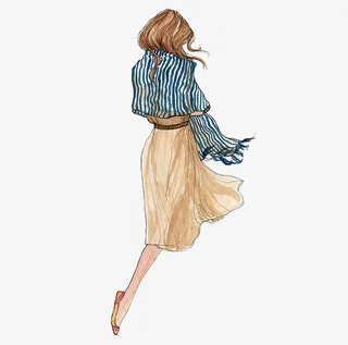 温婉可人的女生背影免抠