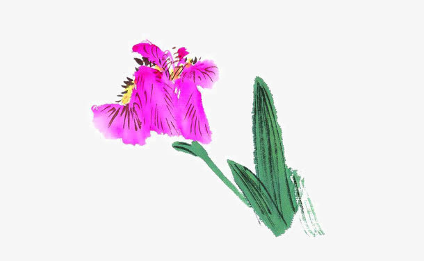 彩墨花草免抠