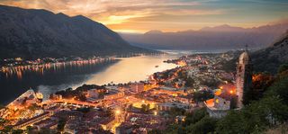 夕阳夜色城市海报背景高清