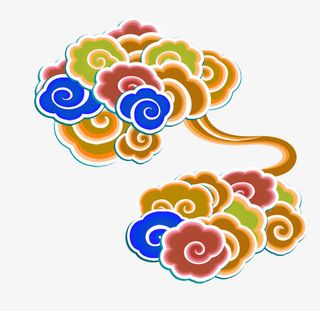 棕色中国风祥云装饰图案免抠