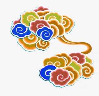 棕色中国风祥云装饰图案免抠