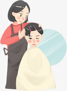 手绘理发的人免抠