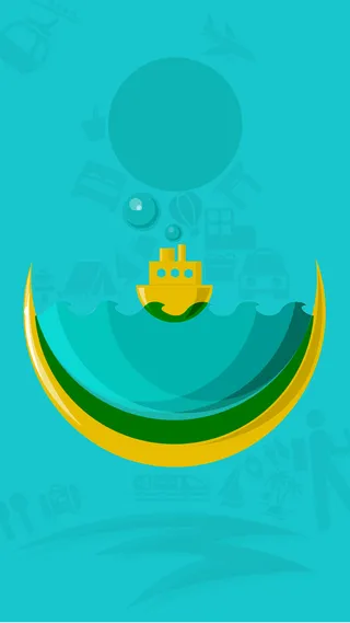 蓝绿色扁平化船型背景素材高清