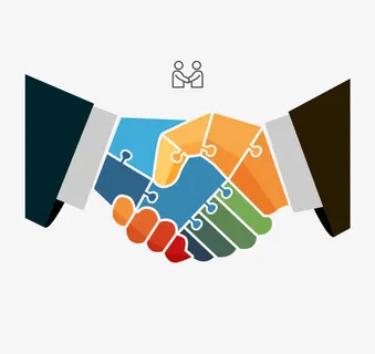 握手拼图图案免抠