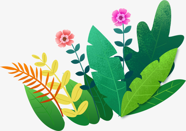 手绘花草装饰元素免抠装饰植物元素