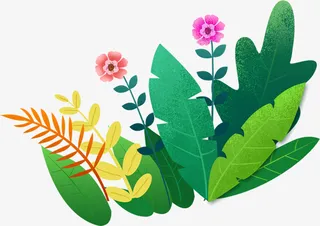 手绘花草装饰元素免抠装饰植物元素