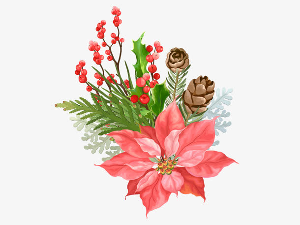 圣诞装饰鲜花免抠