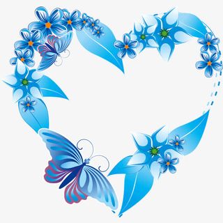 蓝色花纹边框免抠