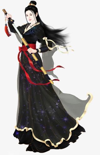 黑衣长剑女子立绘古风免抠