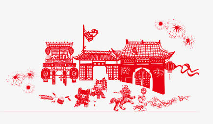红色建筑免抠