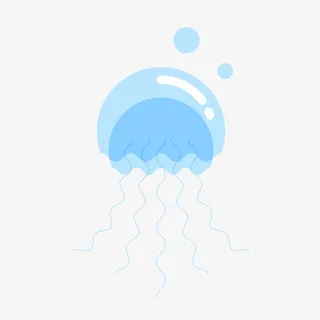 蓝色卡通水母矢量图免抠