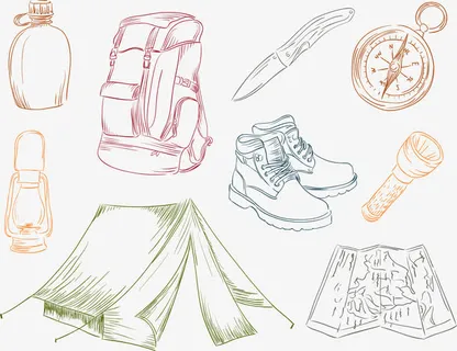 手绘野营物品免抠
