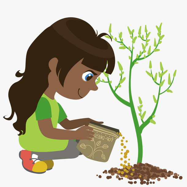 卡通可爱小孩植树节植树动作矢量免抠