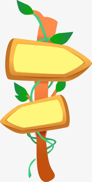 手绘木纹指示牌免抠